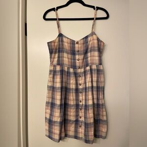 Altar'd State Blue and Cream Plaid Mini Dress